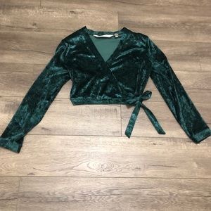 Vintage Victoria's Secret Velvet Wrap Top Green
